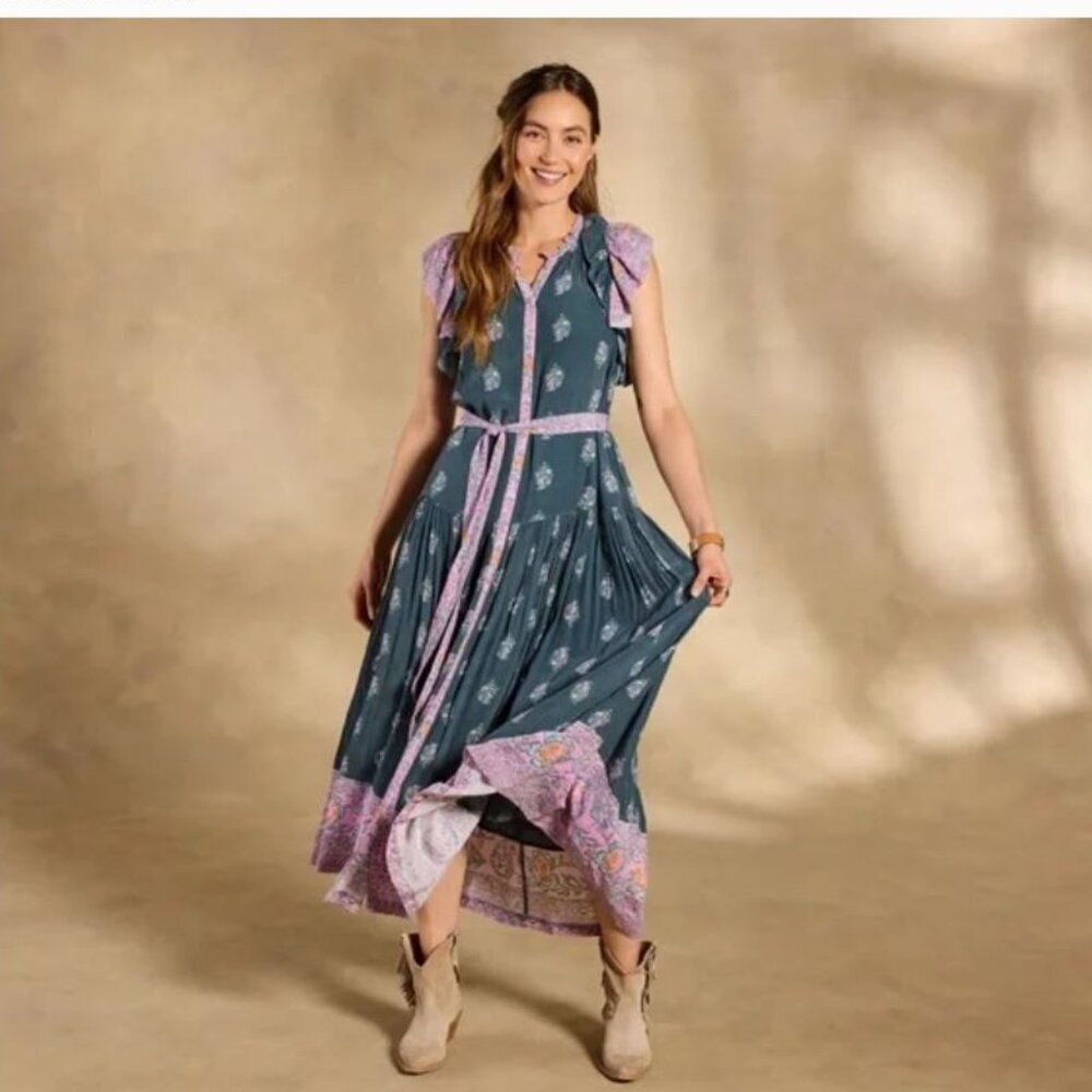 Sundance Tierra Tiered Maxi Dress Boho Prairie Romantic Cottagecore Women Sz S
